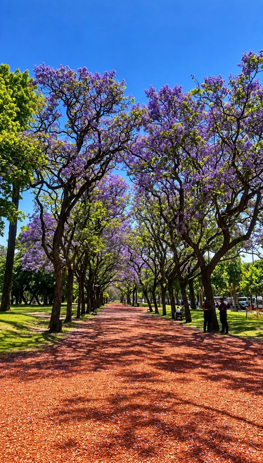 Jacaranda-Allee in voller Blüte